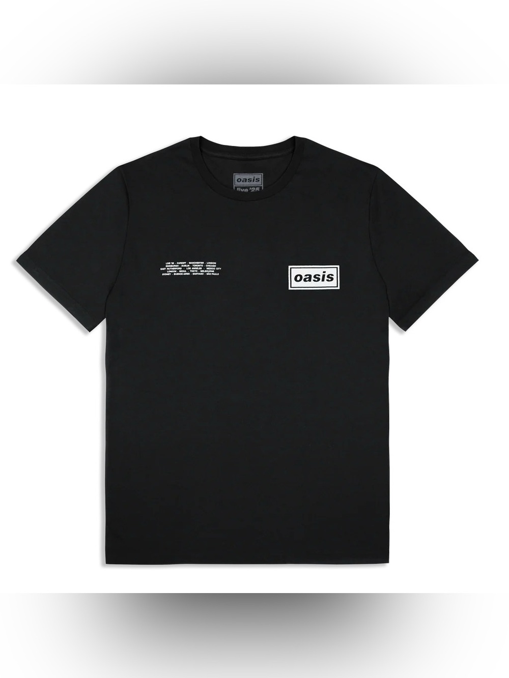Oasis Live '25 Global Cities Logo T-Shirt Black NWT Small Official Tour Merch